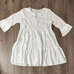 Bella Umbra White LINEN Mini Dress Made in Italy